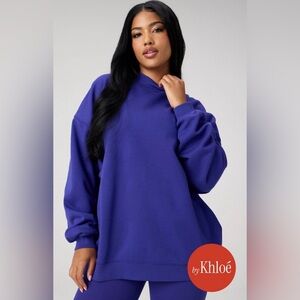 Khloe + Fabletics Terry Oversized Mock Neck Sweatshirt | XS | NWT | Nightfall